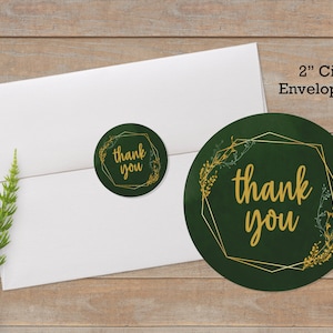 Thank You Sticker, Packaging Sticker, Small Business Label, Envelope Seal, Packaging Seal, Seller Thank You, Green Gold Thank You
