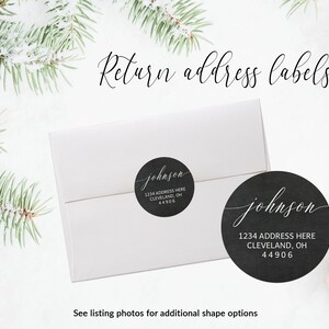 Return Address Labels | Address Sticker | Holiday Envelope Seal | Christmas Address Label | Personalized Sticker | Chalkboard Scripty