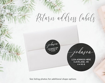 Etiquetas de dirección de devolución / Pegatina de dirección / Sello de sobre de navidad / Etiqueta de dirección de Navidad / Pegatina personalizada / Scripty de pizarra