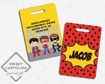 Luggage Tag | Personalized Bag/Luggage Tag | Kids Backpack Tag | Diaper Bag Tag | Custom Bag Tag | Travel Accessory | Superhero Theme