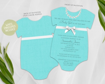 Invitación de baby shower / Invitación de baby shower inspirada en joyero / Invitación impresa / Invitación troquelada / Robin's Egg Blue