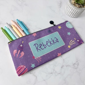 Personalized Pencil Case, Kids Pencil Pouch for School, Back to School Supplies, Kids Custom School Supplies, Art Supply Bag, Girl Space