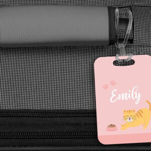 Luggage Tag Personalized Bag/Luggage Tag Kids Backpack Tag Diaper Bag Tag Custom Bag Tag Travel Accessory Pink Kitty Cat image 3