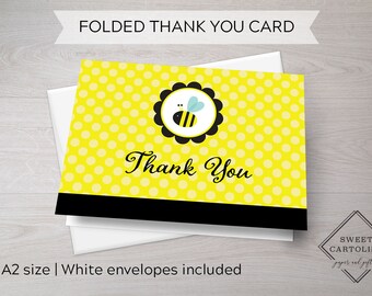 Bumble Bee Thank You Cards | Baby Bee Notecards | Mama to Bee Stationery | Folded Card | Blank Thank You Card