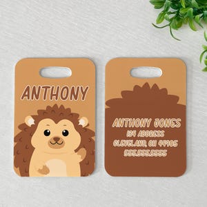 Luggage Tag | Personalized Bag/Luggage Tag | Kids Backpack Tag | Diaper Bag Tag | Custom Bag Tag | Travel Accessory | Hedgehog Woodland Baby
