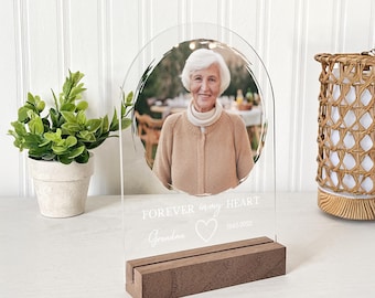 Personalized Memorial Gifts, Clear Acrylic Desktop Display, Loss Of Loved One, Sympathy In Memory, Remember Photo Gift, Forever In My Heart