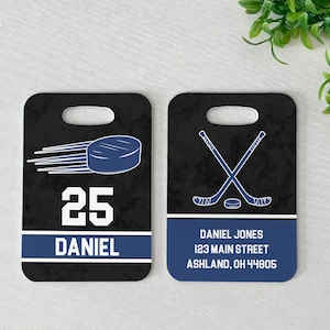 Hockey Luggage Tag | Personalized Bag/Luggage Tag | Kids Backpack Tag | Sports Bag Tag | Travel Accessory | Hockey Team Bag Tags