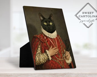 Personalized Regal Pet Portrait Easel, Custom Vintage Pet Art from Photo, Funny Pet Portrait Home Decor Photo Easel, Pet Picture Painting