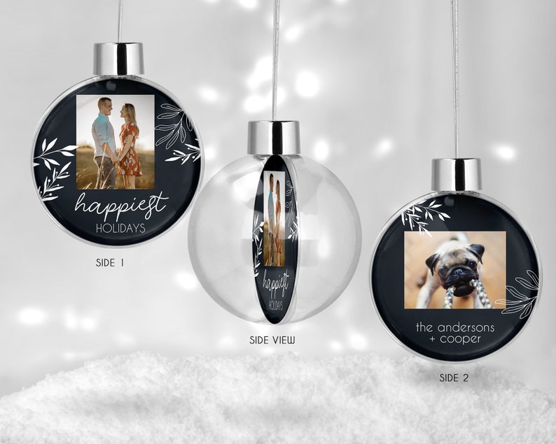Personalized Photo Ornament Christmas Ornament Photo Keepsake Globe Photo Ornament Ball Ornament Simple Sketch Custom Ornament