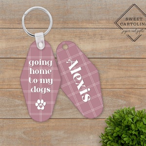 Retro Motel Keychain | Personalized Keychain | Custom Keychain | Custom Tag | Name Key Chain | Backpack Tag | Going Home To My Dogs