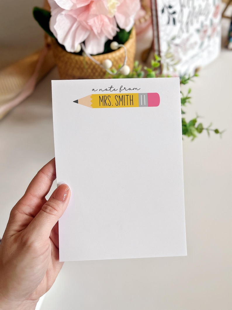 Bloc de notas personalizado para profesores, bloc de notas personalizado para profesores, agradecimiento al profesor, bloc de notas, regalo para el profesor, regalo para el profesor, lápiz amarillo imagen 6