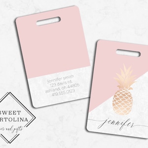 Luggage Tag | Personalized Bag/Luggage Tag | Kids Backpack Tag | Diaper Bag Tag | Custom Bag Tag | Travel Accessory | Rose Gold Pineapple