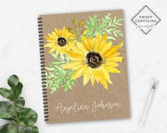 Personalized Spiral Notebook | Personalized Journal | Custom Journal Spiral Notebooks | Personalized Gifts | Sunflower Journal
