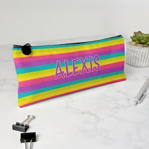 Personalized Pencil Case, Kids Pencil Pouch for School, Back to School Supplies, Kids Custom School Supplies, Art Supply Bag, Brush Rainbow
