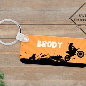 Personalized Keychain | Kids Keychain | Kids Lunchbox Tag | Custom Key Chain | Custom Lunchbox Tag | Name Key Chain | Dirtbike BMX