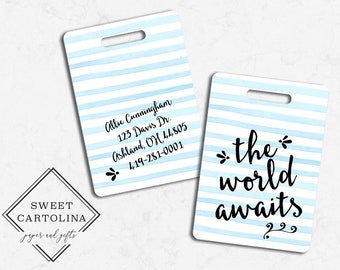 Luggage Tag | Personalized Bag/Luggage Tag | Kids Backpack Tag | Diaper Bag Tag | Custom Bag Tag | Travel Accessory | The World Awaits