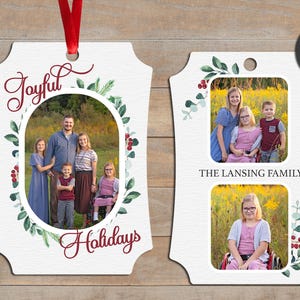 Photo Ornament, Personalized Photo Ornament, Custom Ornament, Christmas Ornament, Holiday Gift, Picture Gift, Metal, Joyful Holidays