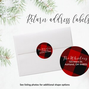 Return Address Labels | Address Sticker | Holiday Envelope Seal | Christmas Address Label | Personalized Packaging Sticker | Winter Plaid