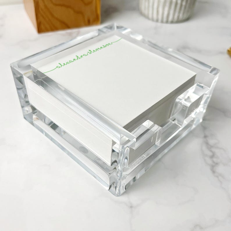 Personalized Notepad With Acrylic Holder, Custom Stationery Gift, Memo ...