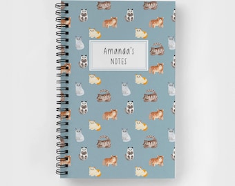 Personalized Spiral Notebook | Personalized Journal | Custom Journal Spiral Notebooks | Personalized Gifts | Cat Pattern Dog Pattern
