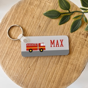 Personalized Keychain | Kids Keychain | Kids Lunchbox Tag | Custom Key Chain | Custom Lunchbox Tag | Name Key Chain | Fire Truck Engine