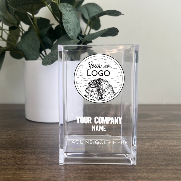 Personalized Pencil Holder, Custom Business Gift, Small Business, Desk Organizer, Acrylic Pen Holder, Your Logo