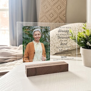 Personalized Sympathy Gifts, Clear Acrylic Remembrance, Loss Of Loved One, Sympathy In Memory, Grief Memorial, Photo Gift, Blessing
