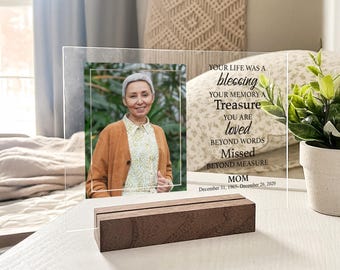 Personalized Sympathy Gifts, Clear Acrylic Remembrance, Loss Of Loved One, Sympathy In Memory, Grief Memorial, Photo Gift, Blessing