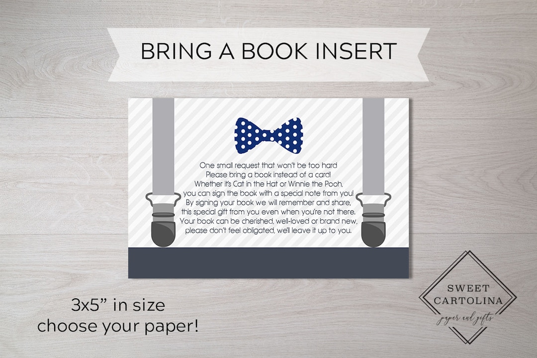 Book Insert Baby Shower Book Raffle Bring a Book Card Books for Baby