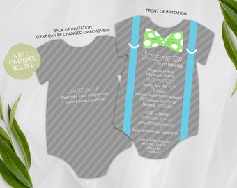 Little Man Baby Shower Invitation Boy Bow Tie and Suspenders | Etsy