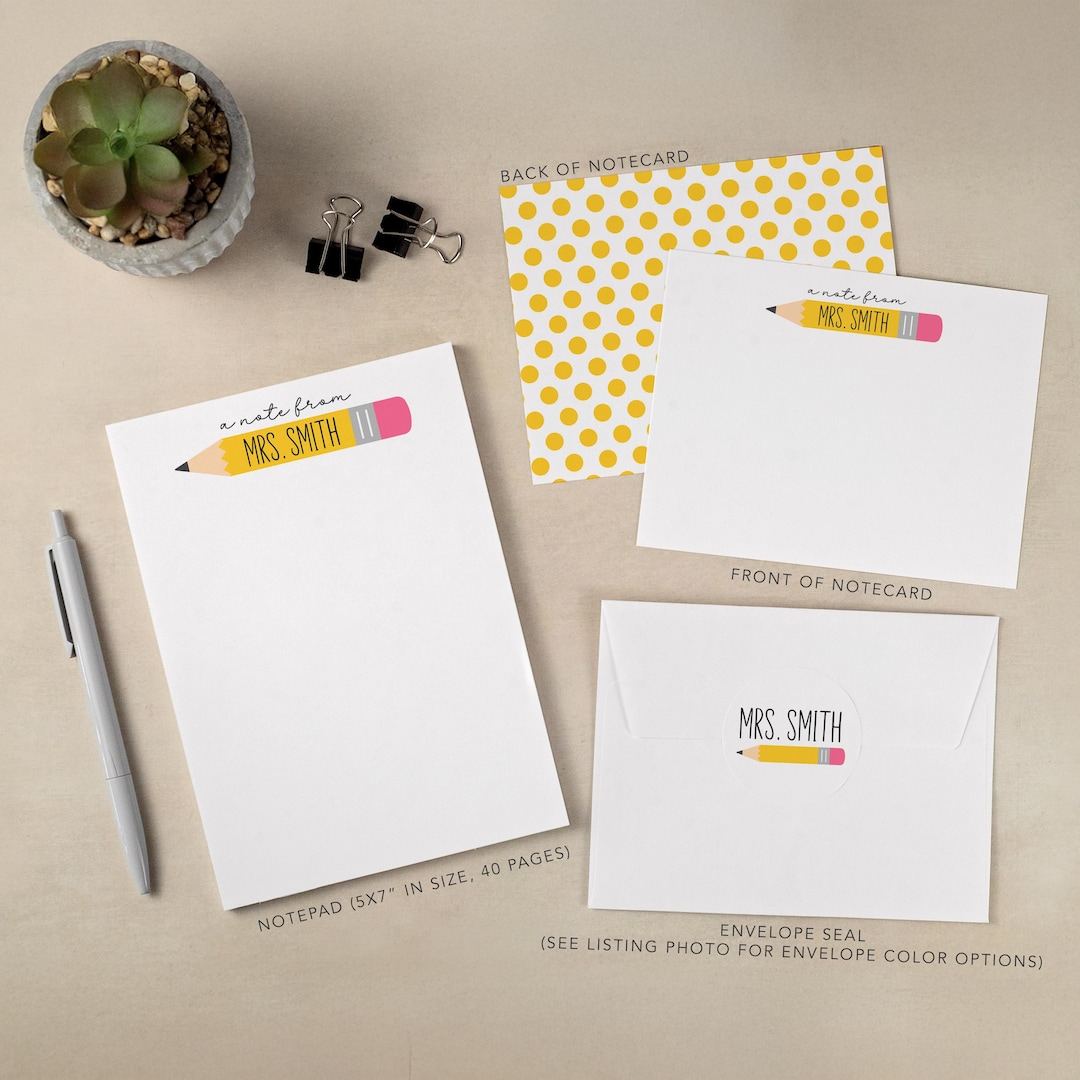 Personalized Stationery Set | Flat Notecard Set | Personalized Teacher ...