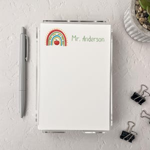 Acrylic Notepad Holder With Paper, Personalized Notepad Holder, Custom Acrylic, Office Decor, Coworker Gift, Teacher Gift, Teacher Rainbow