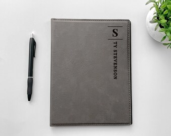 Personalized Leather Portfolio with Notepad, Custom Laser Engraved Business Portfolio, Monogrammed Journal Padfolio Notebook, Professional