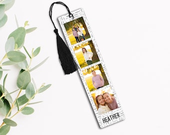 Personalized Bookmark, Custom Bookmark, Photo Bookmark, Personalized Gift, Readers gift, Gift for Mom, Metal Bookmark, Grey Doodles