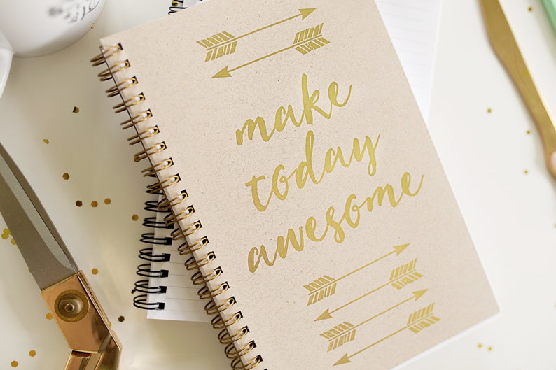 Foil Notebook Real Foil Stationery Make Today Awesome Personalized Foil Journal Real Foil Personalized Spiral Notebook