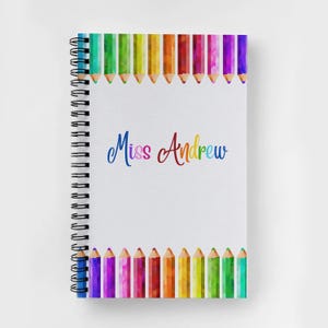 Personalized Spiral Notebook | Personalized Journal | Teacher Gift Spiral Notebooks | Personalized Gifts | Colorful Color Pencil