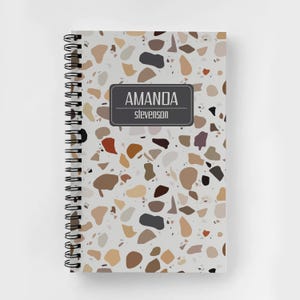 Personalized Spiral Notebook | Personalized Journal | Custom Journal Spiral Notebooks | Personalized Gifts | Terrazzo Pattern