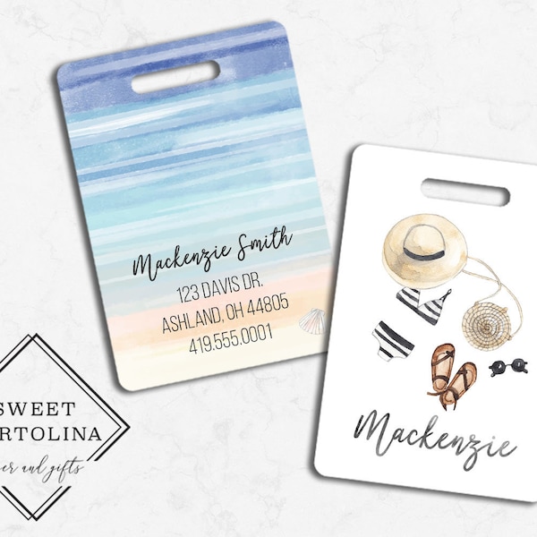 Luggage Tag | Personalized Bag/Luggage Tag | Sandy Beach Luggage Tag | Diaper Bag Tag | Custom Bag Tag | Travel Accessory | Beachy Babe