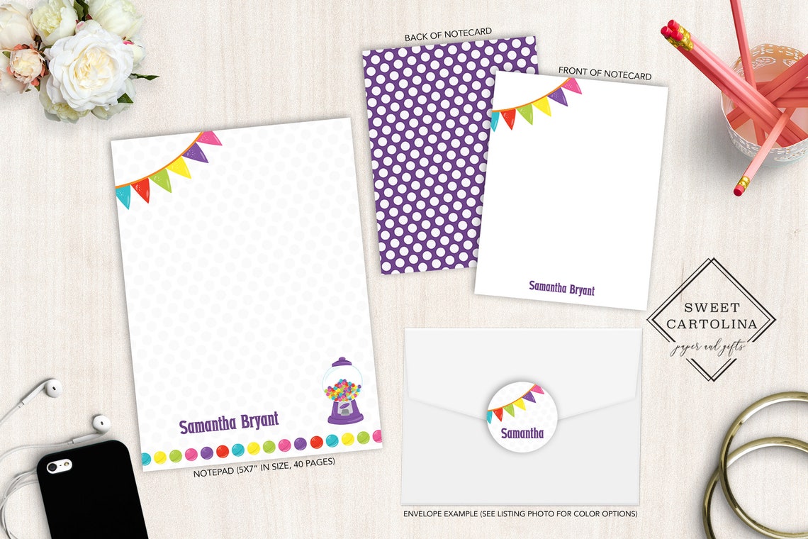 Personalized Stationery Set Kids Notecard Set Personalized | Etsy