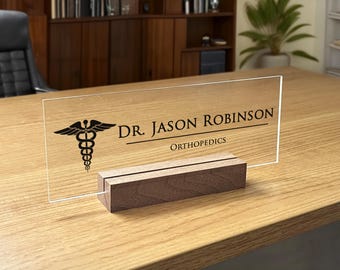 Personalized Gift for Doctor, New Job Gift, Office Sign, Office Name Plate, Desk Name Plate, Custom Name Plate, Job Title, Medical Doctor