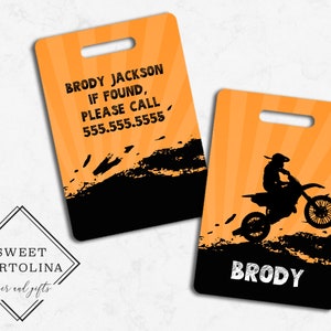 Luggage Tag | Personalized Bag/Luggage Tag | Kids Backpack Tag | Diaper Bag Tag | Custom Bag Tag | Travel Accessory | Bike | BMX | Dirt Bike