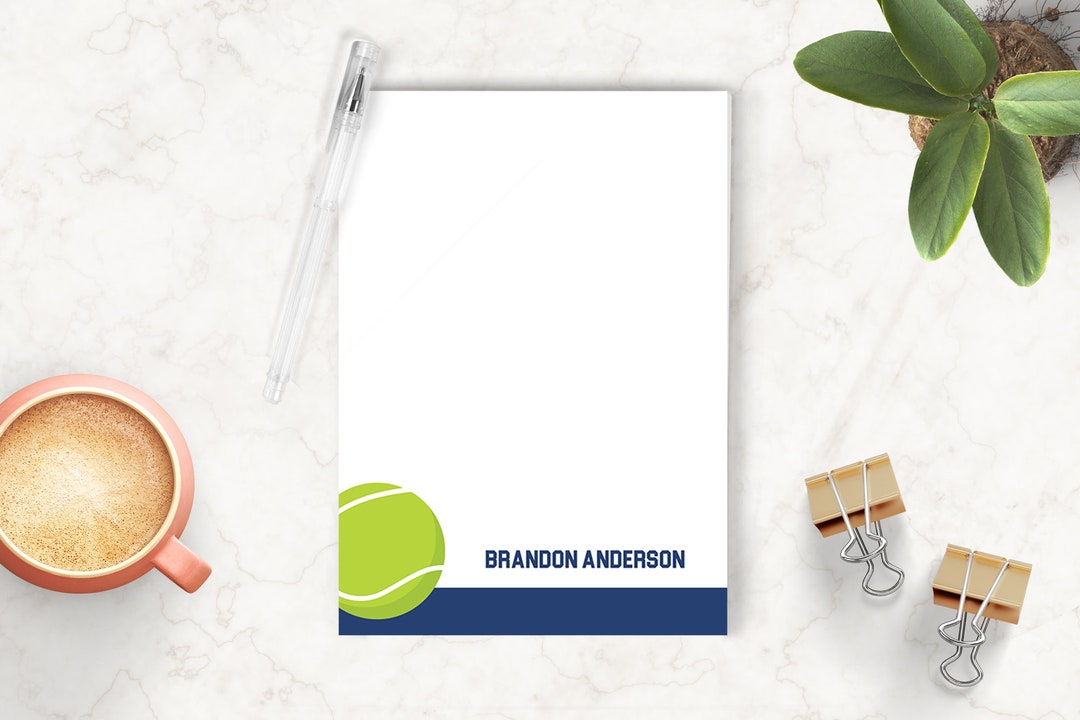 Tennis Personalized Notepad Custom Notepad Personalized Etsy