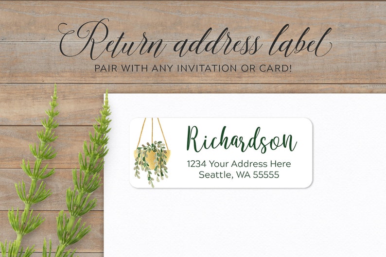House Plant Envelope Seal Address Sticker Personalized Packaging Sticker Custom Address Label Return Address Labels