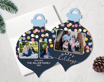 Christmas Photo Card | Photo Card | Merry Christmas Card | Holiday Greeting Card | Ornament Shaped Card | Holiday Card | Holiday Confetti