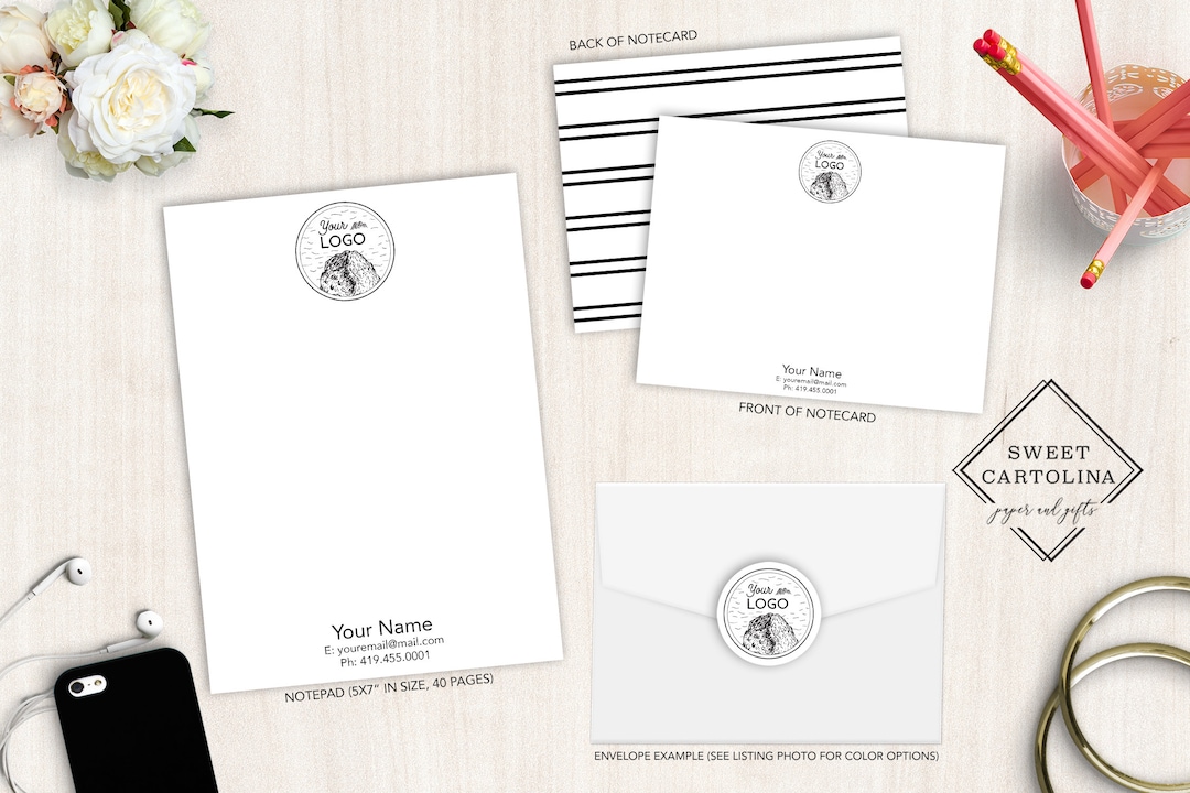 Personalized Stationery Set Flat Notecard Set Personalized Notepad