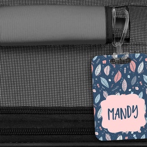 Luggage Tag Personalized Bag/Luggage Tag Kids Backpack Tag Diaper Bag Tag Custom Bag Tag Travel Accessory Blue Garden image 2