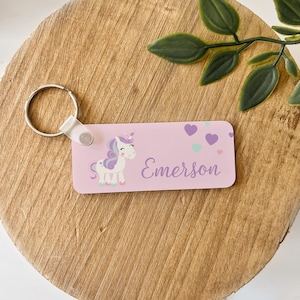 Personalized Keychain | Kids Keychain | Kids Lunchbox Tag | Custom Key Chain | Custom Lunchbox Tag | Name Key Chain | Light Pink Unicorn