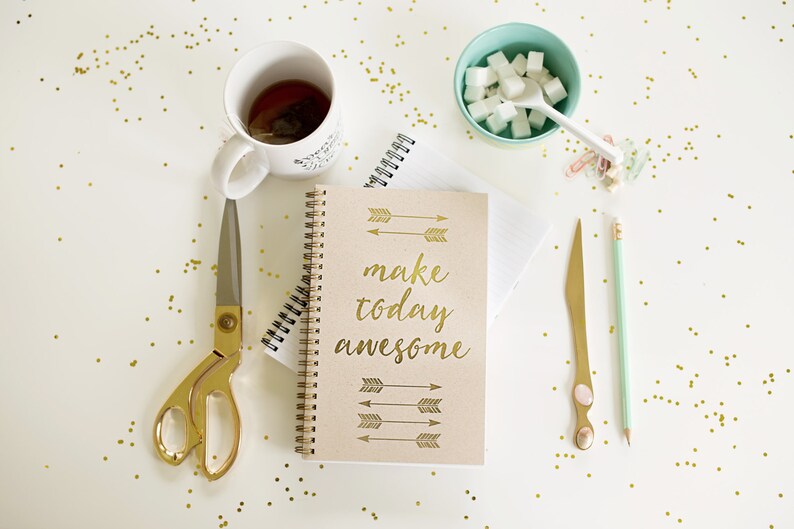 Foil Notebook Real Foil Stationery Make Today Awesome Personalized Foil Journal Real Foil Personalized Spiral Notebook