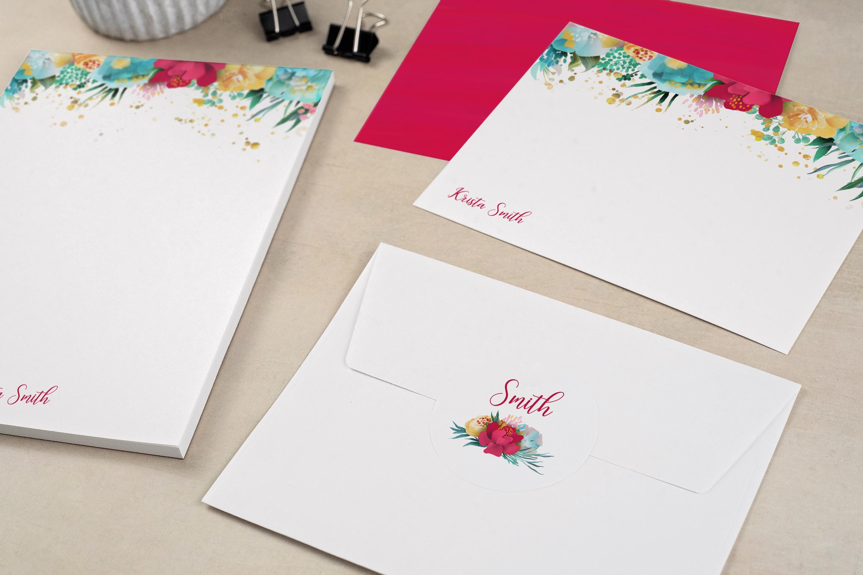 Personalized Stationery Set | Flat Notecard Set | Personalized Notepad ...