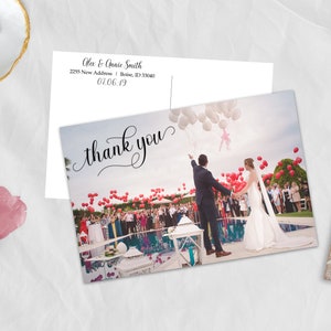 Wedding Thank You Cards, Thank You Note, Wedding Gift Thank You, Photo Thank You Card, Newlywed Thank You, Simple and Sweet image 1